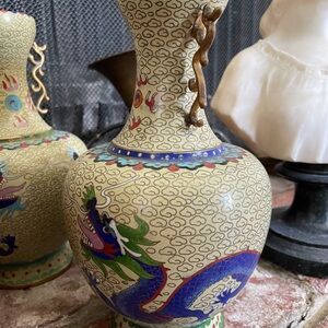 SOLD: A Pair of Elegant Dragon Motif Vase - Multicolor